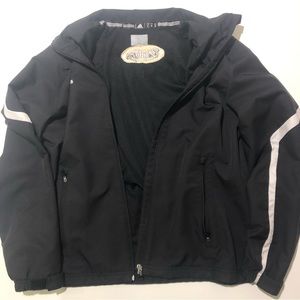 Adidas Full Zip Track Jacket Black Womens Large Black and White